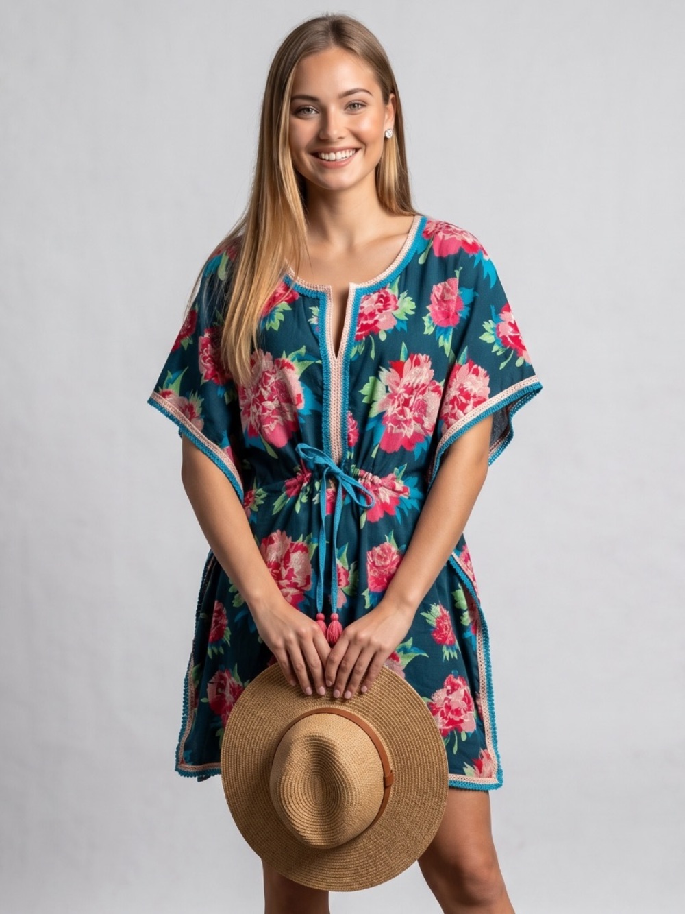 🌻NEW w/tag Matilda Jane Cool Shade Cover Up Navy Blue Peony Floral Print Size M